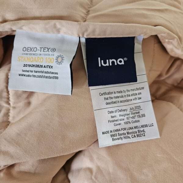 Luna Adult Weighted Blanket - Individual Use - 15 Lbs - 60x80 - Queen Size Bed - 100% Oeko-Tex Cooling Cotton & Glass Beads - USA Designed - Heavy Cool Weight - Peach | EZ Auction