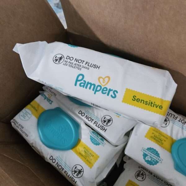 Pampers Sensitive Baby Wipes - Baby Wipes Combo, 84 Count (Pack of 12), Water Based, Hypoallergenic and Unscented (Packaging May Vary) | EZ Auction