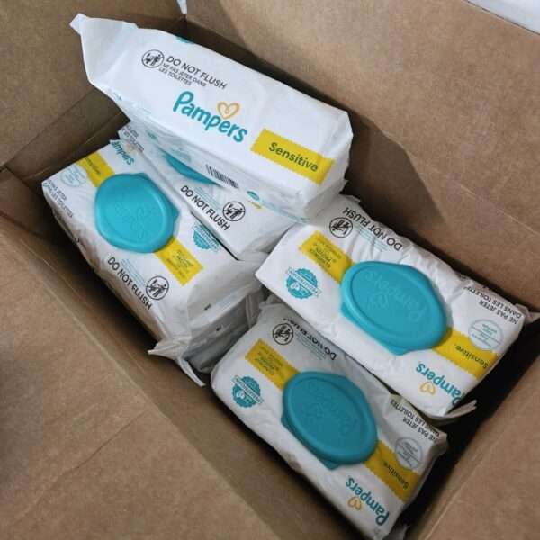 Pampers Sensitive Baby Wipes - Baby Wipes Combo, 84 Count (Pack of 12), Water Based, Hypoallergenic and Unscented (Packaging May Vary) | EZ Auction
